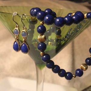 Navy Blue Necklace with Gold accents